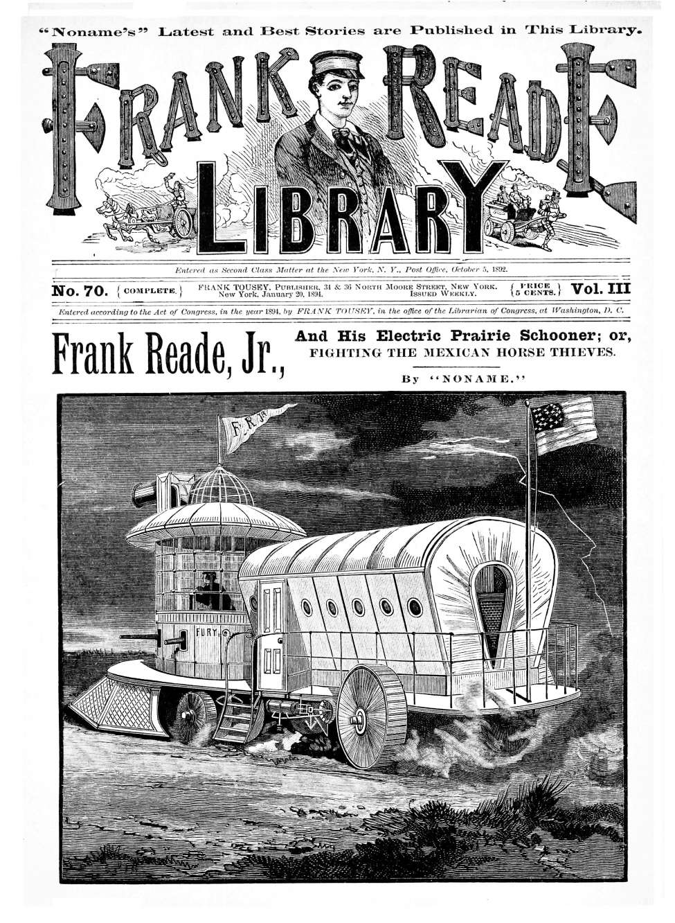 Book Cover For v03 70 - Frank Reade, Jr., and His Electric Prairie Schooner