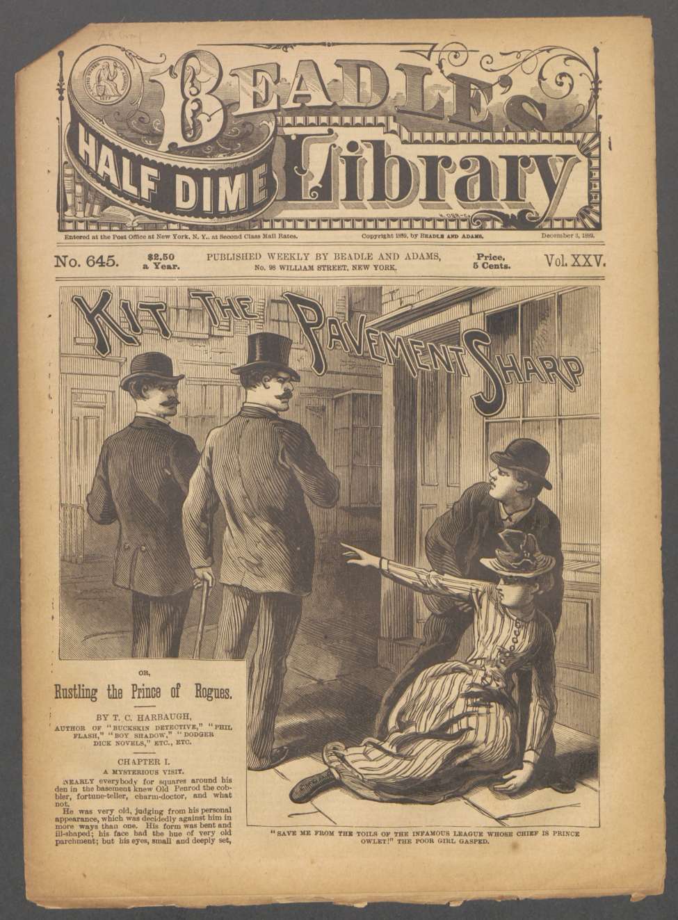Book Cover For Beadle's Half Dime Library 645 - Kit, the Pavement Sharp