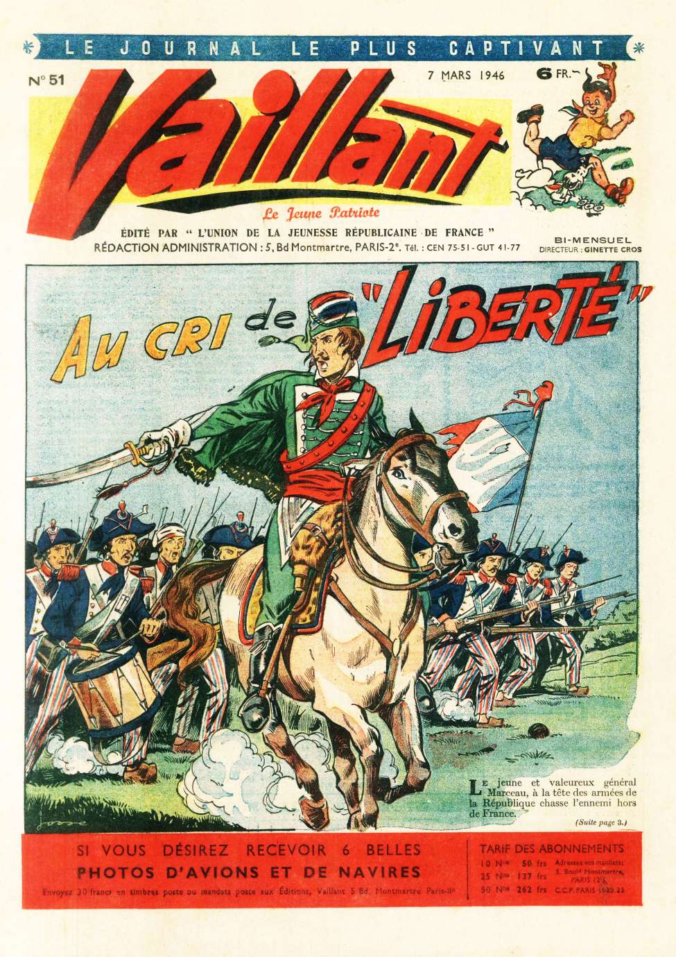Comic Book Cover For Vaillant 51 - Au cri de Liberté