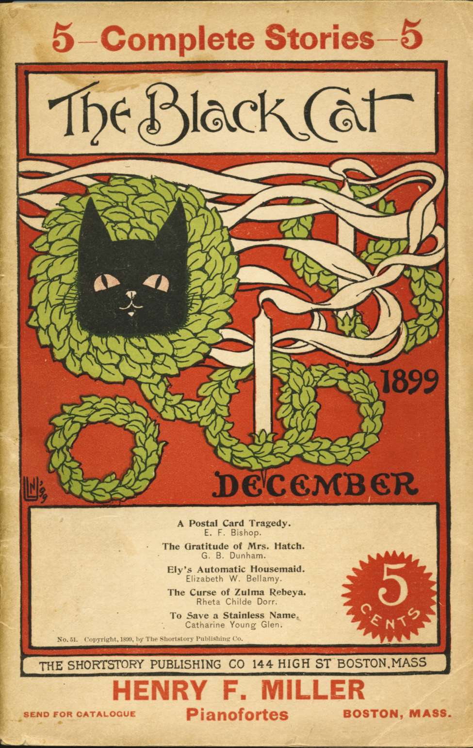 Book Cover For The Black Cat v5 3 - A Postal Card Tragedy - E. F. Bishop