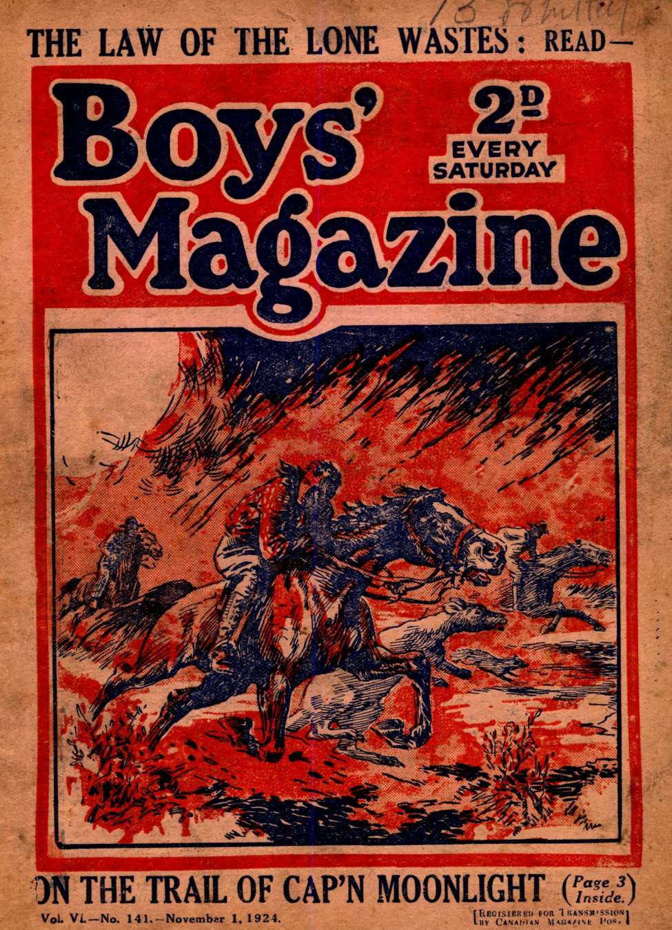 Comic Book Cover For Boys' Magazine 141