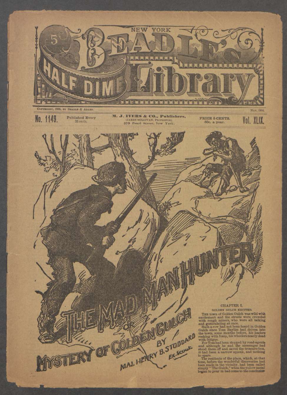 Book Cover For Beadle's Half Dime Library 1149 - The Mad Man Hunter
