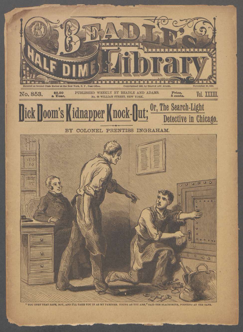 Book Cover For Beadle's Half Dime Library 853 - Dick Doom's Kidnapper Knock-Out