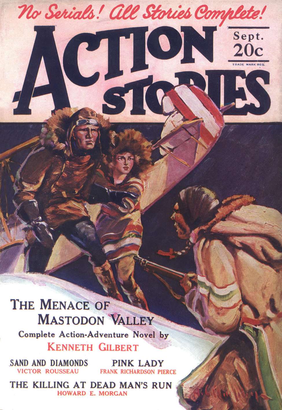 Book Cover For Action Stories v6 1 - The Menace Of Mastodon Valley - Kenneth Gilbert