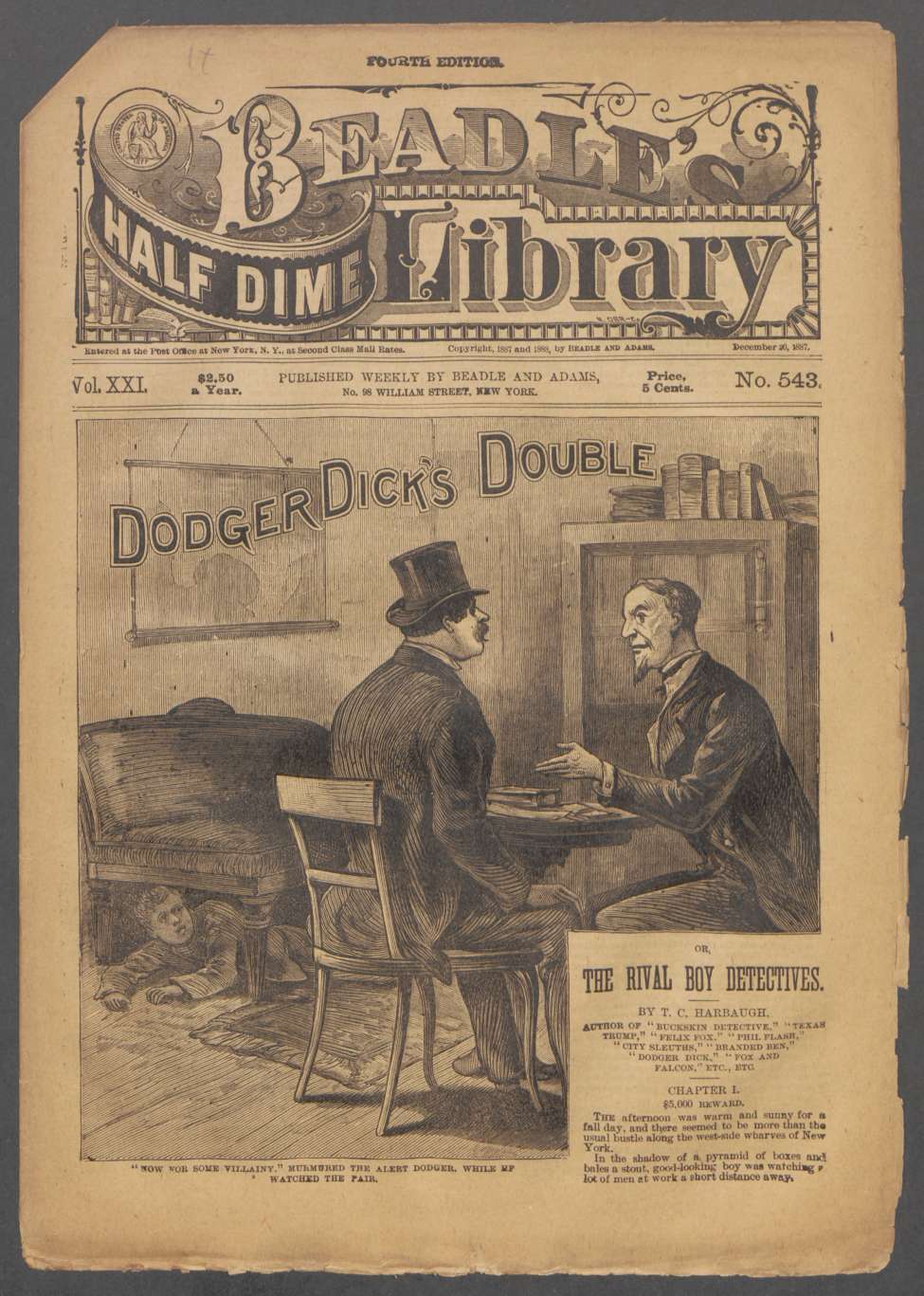 Book Cover For Beadle's Half Dime Library 543 - Dodger Dick's Double
