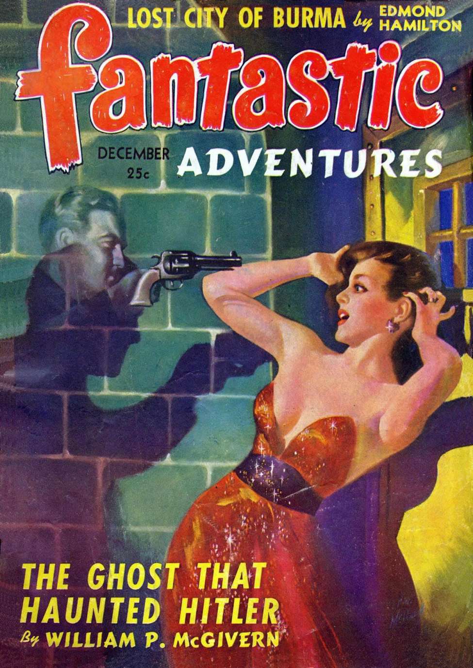 Book Cover For Fantastic Adventures v4 12 - The Ghost That Haunted Hitler - William P. McGivern