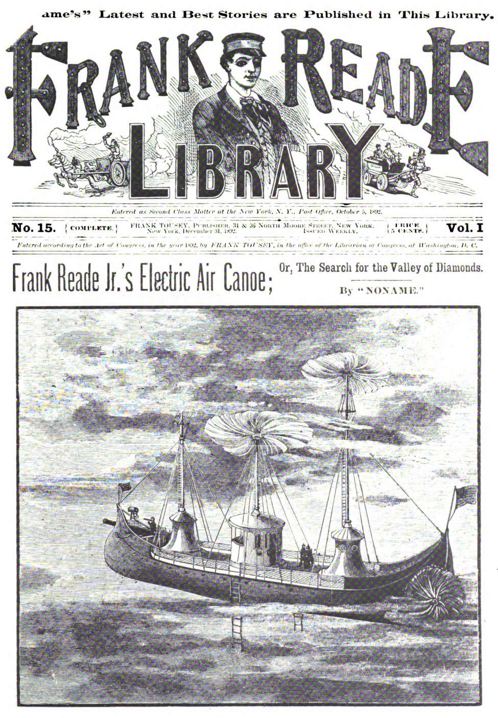 Book Cover For v01 15 - Frank Reade's Electric Air Canoe