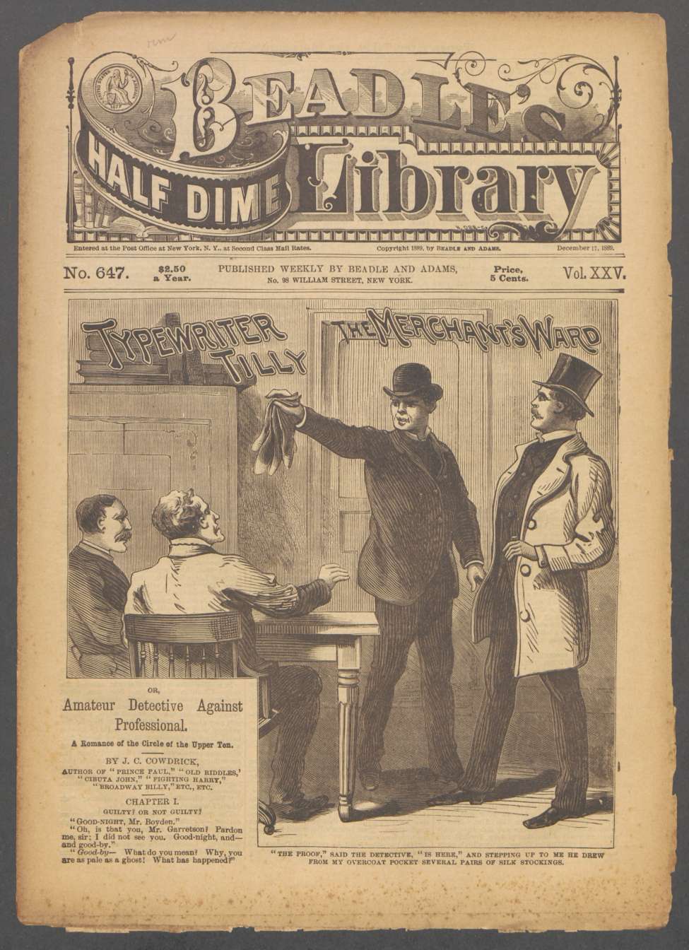 Book Cover For Beadle's Half Dime Library 647 - Typewriter Tilly, the Merchant's Ward