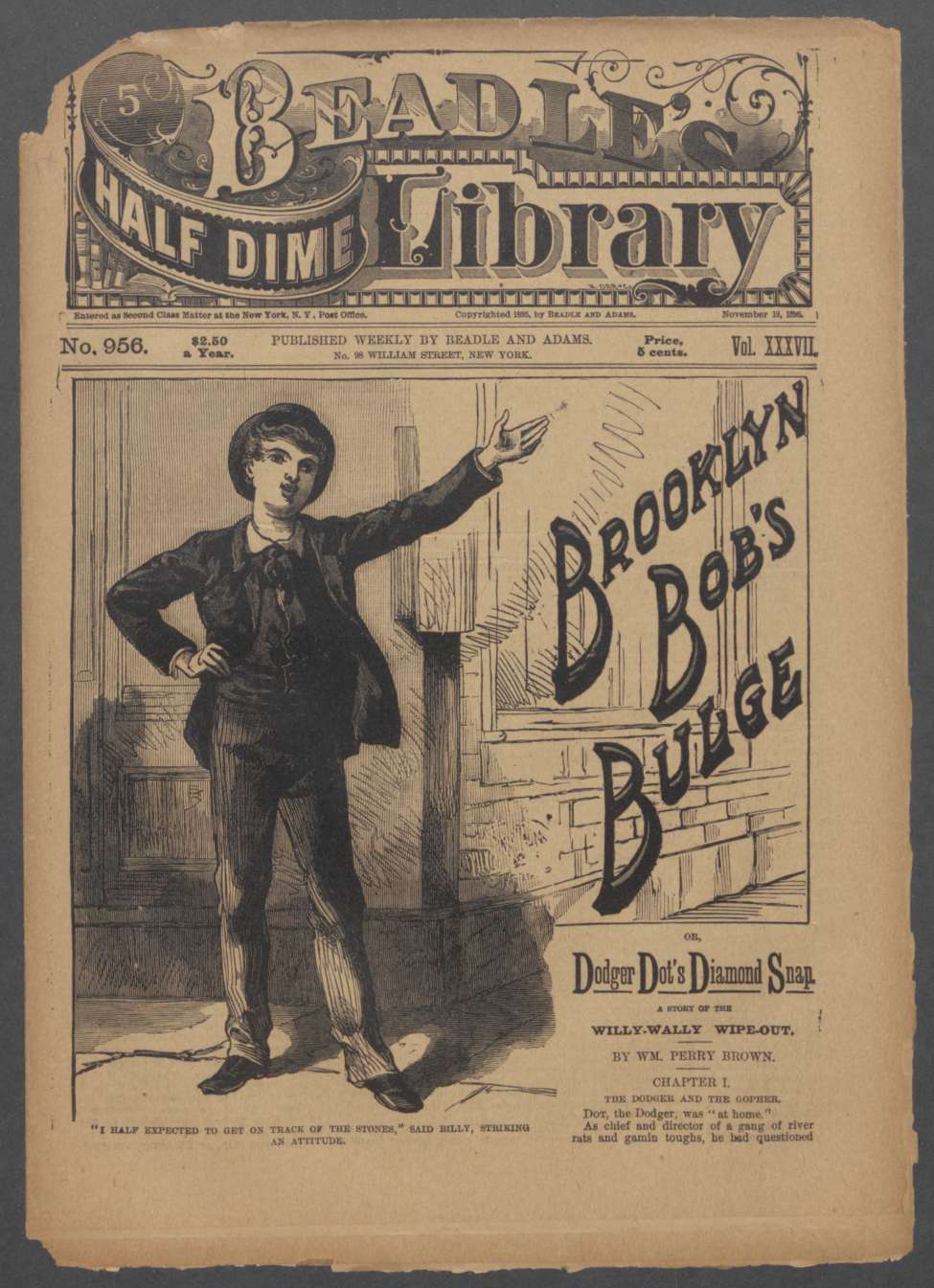 Book Cover For Beadle's Half Dime Library 956 - Brooklyn Bob's Bulge