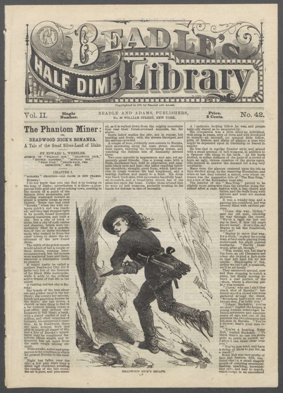 Book Cover For Beadle's Half Dime Library 42 - The Phantom Miner