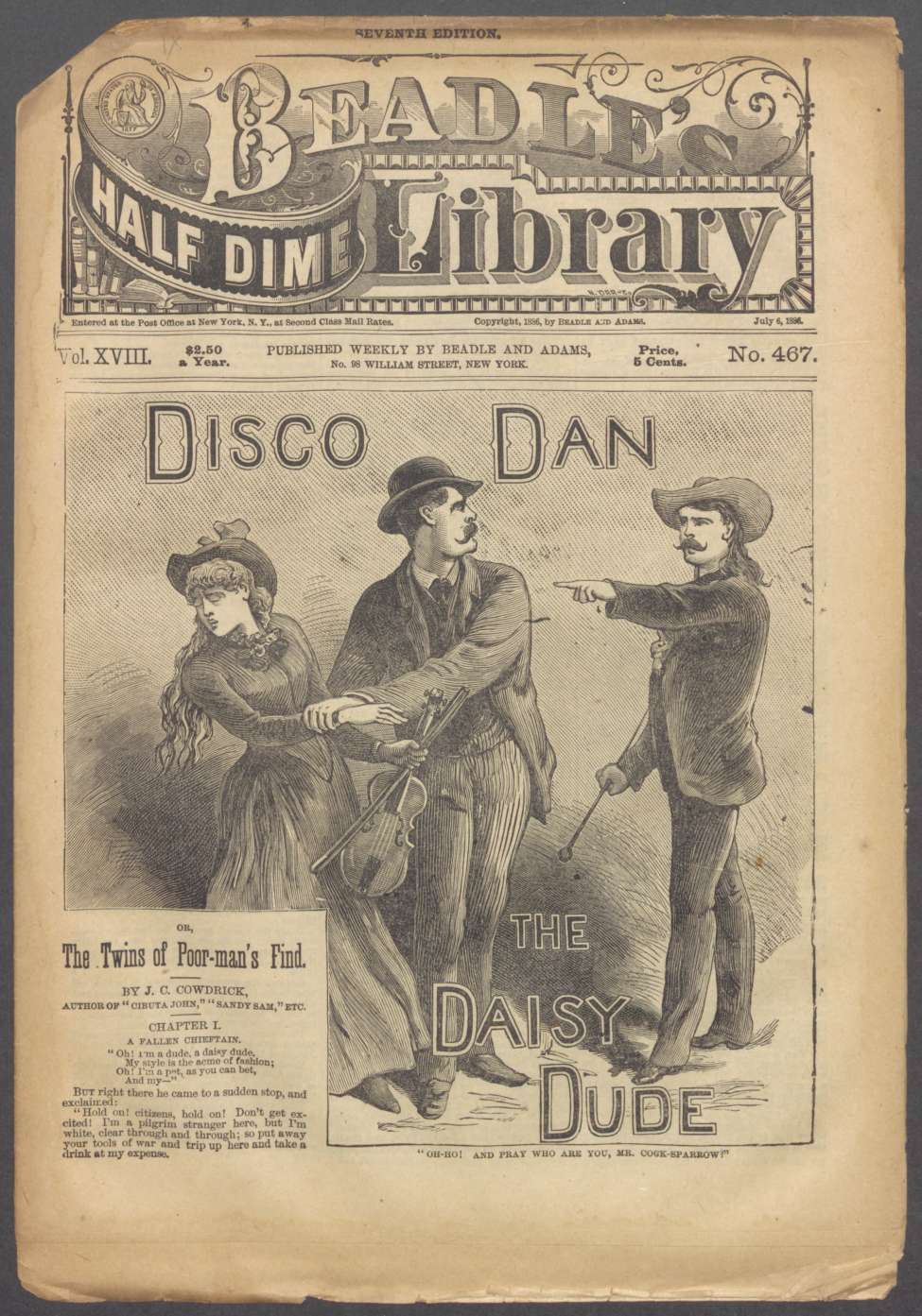 Book Cover For Beadle's Half Dime Library 467 - Disco Dan, the Daisy Dude