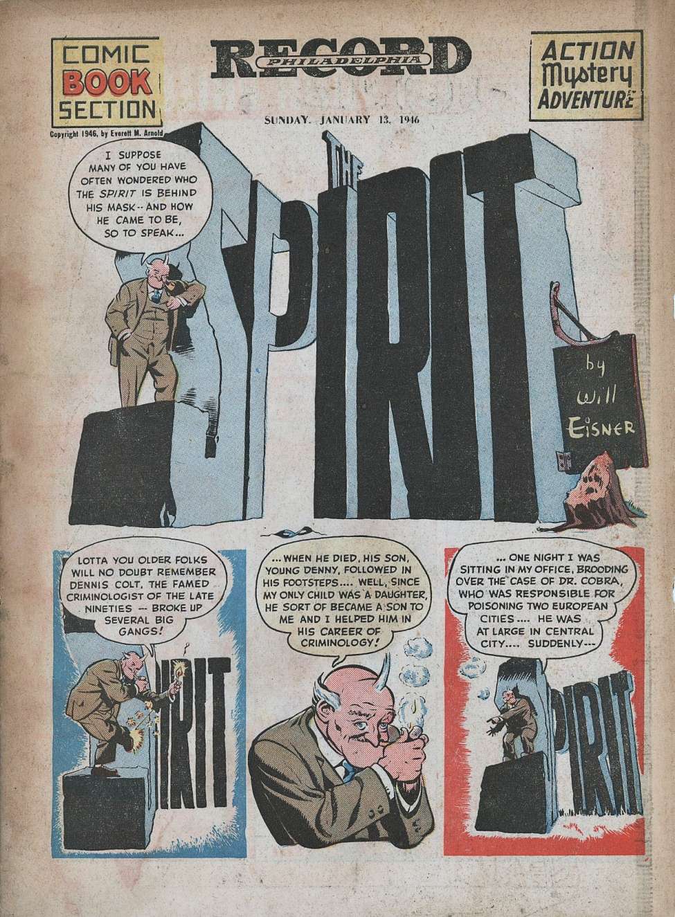 Comic Book Cover For The Spirit (1946-01-13) - Philadelphia Record
