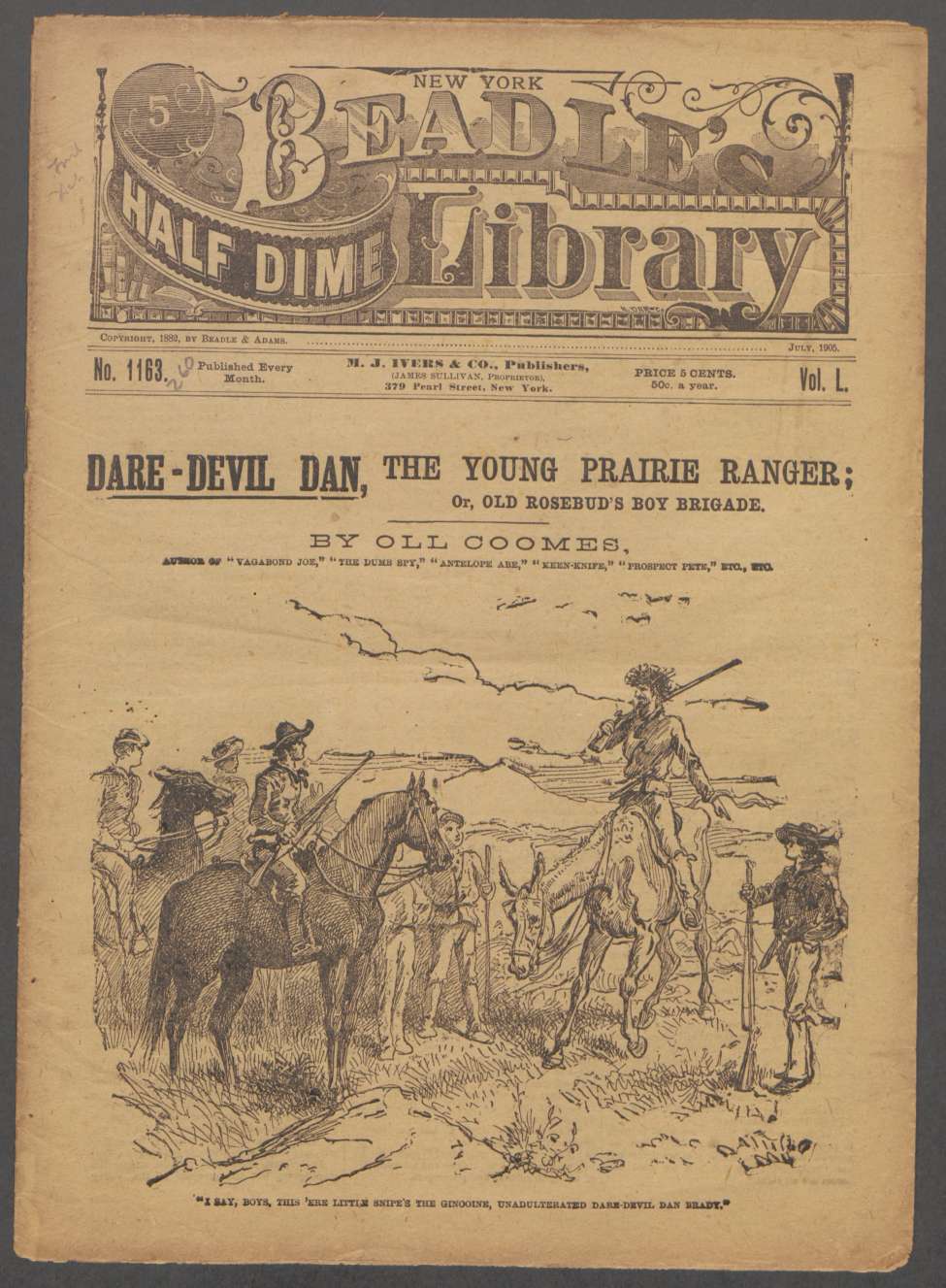 Book Cover For Beadle's Half Dime Library 1163 - Dare-Devil Dan, the Young Prairie Ranger