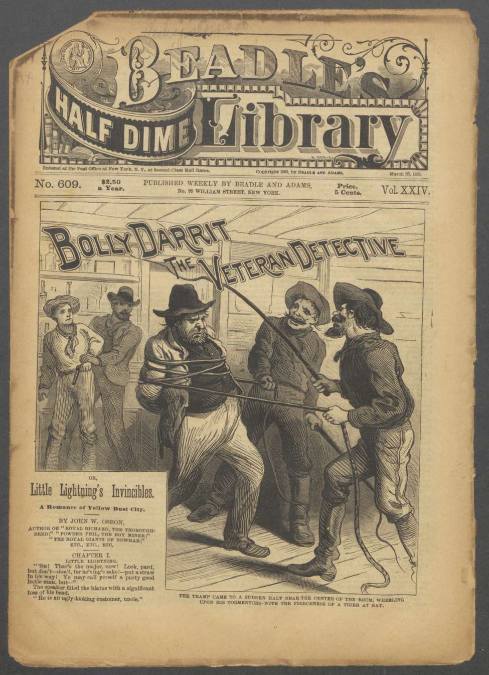 Book Cover For Beadle's Half Dime Library 609 - Bolly Darrit, the Veteran Detective