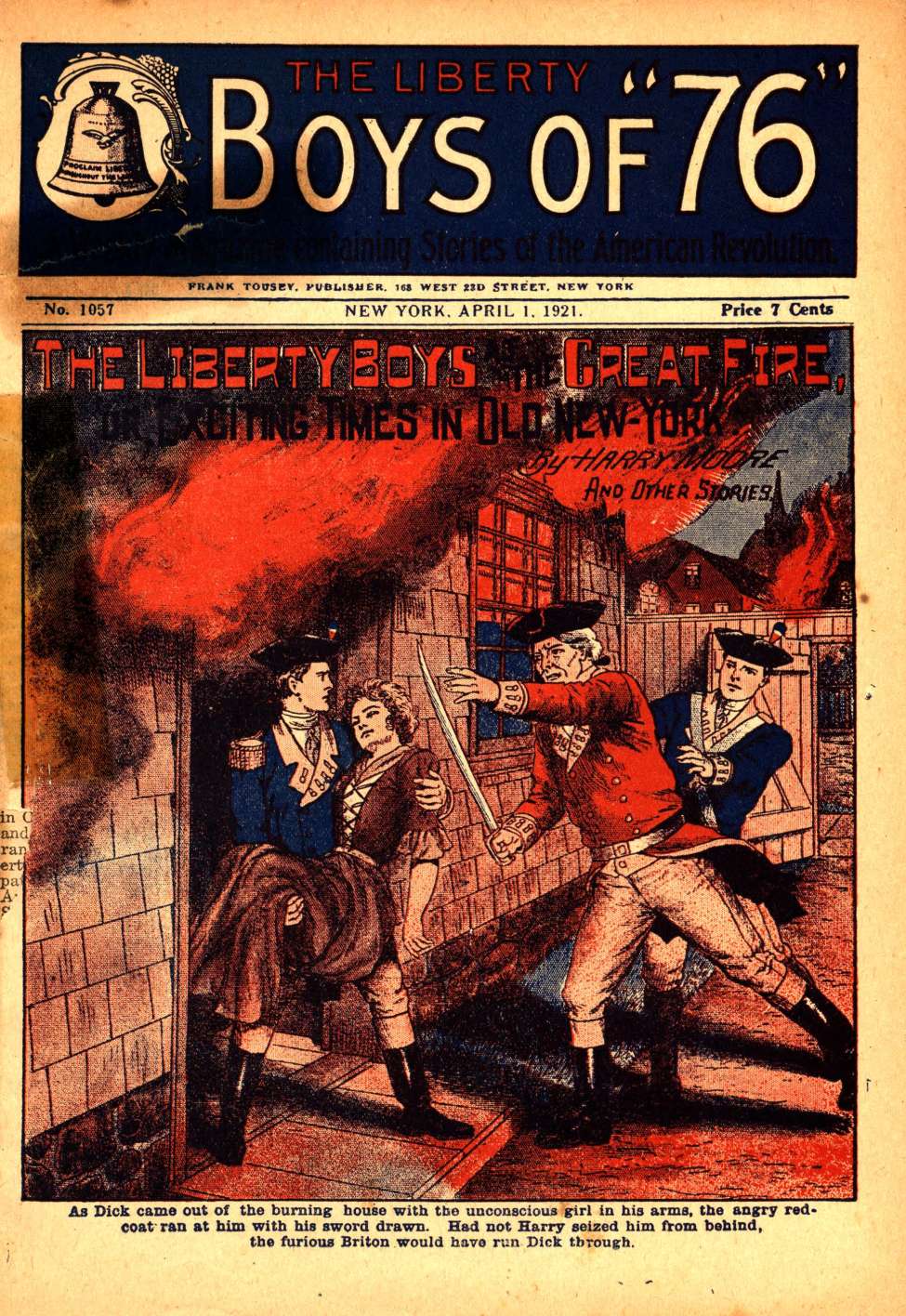 Book Cover For The Liberty Boys of 76 1057 - The Liberty Boys at the Great Fire