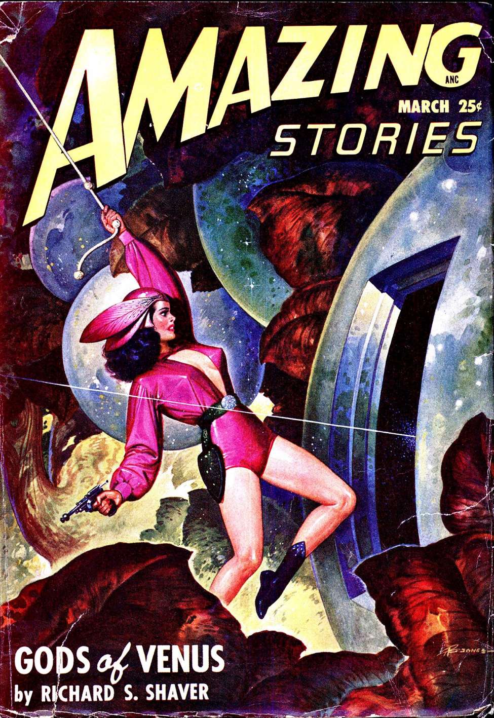 Book Cover For Amazing Stories v22 3 - Gods of Venus - Richard S. Shaver