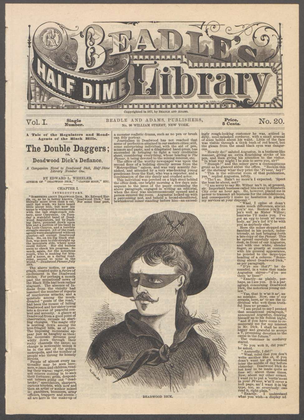 Book Cover For Beadle's Half Dime Library 20 - Double Daggers