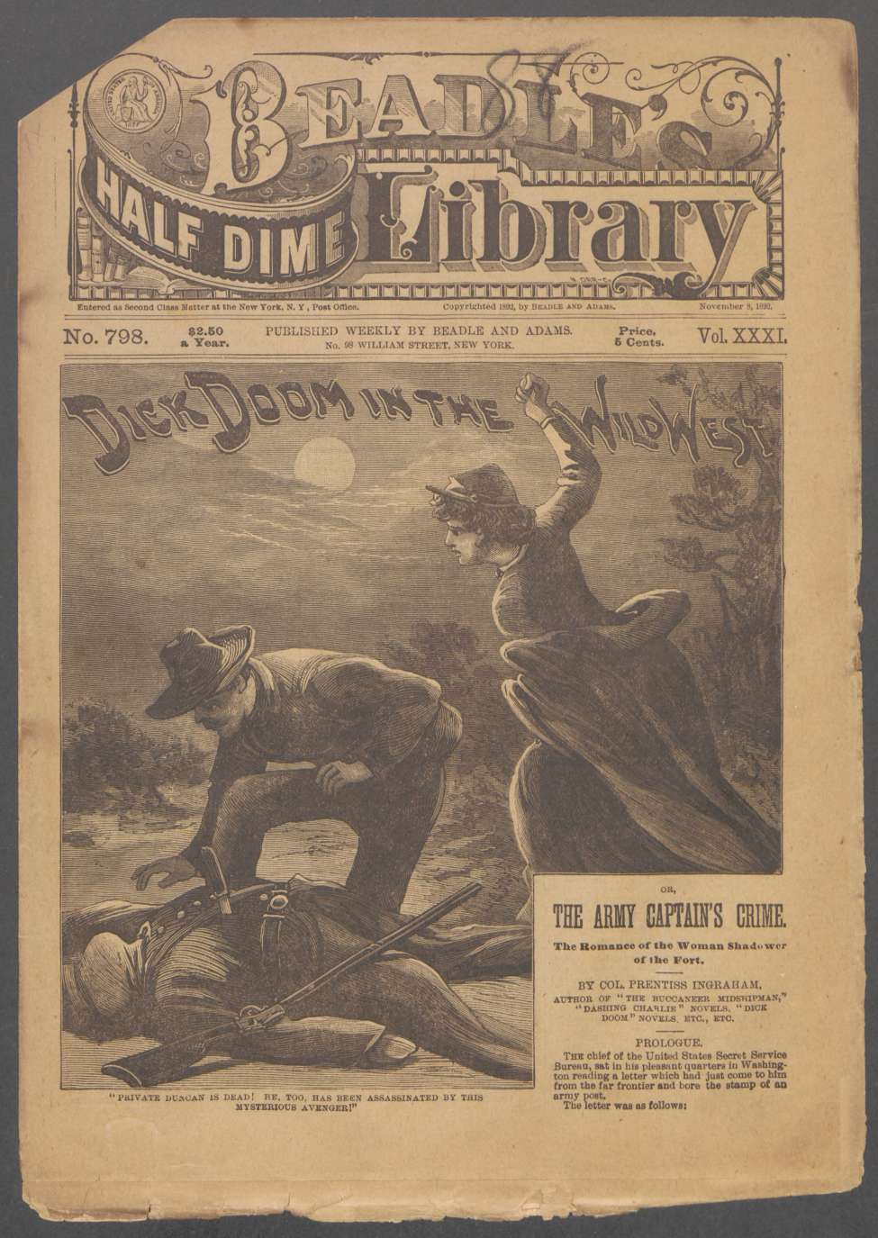 Book Cover For Beadle's Half Dime Library 798 - Dick Doom in the Wild West