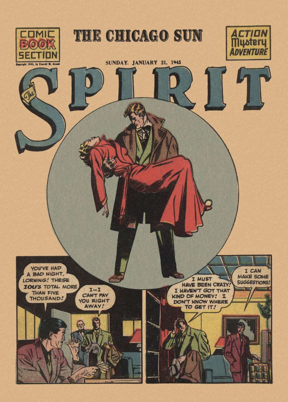 Comic Book Cover For The Spirit (1945-01-21) - Chicago Sun