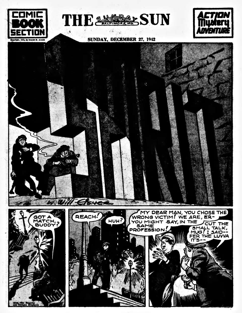 Comic Book Cover For The Spirit (1942-12-27) - Baltimore Sun (b/w)
