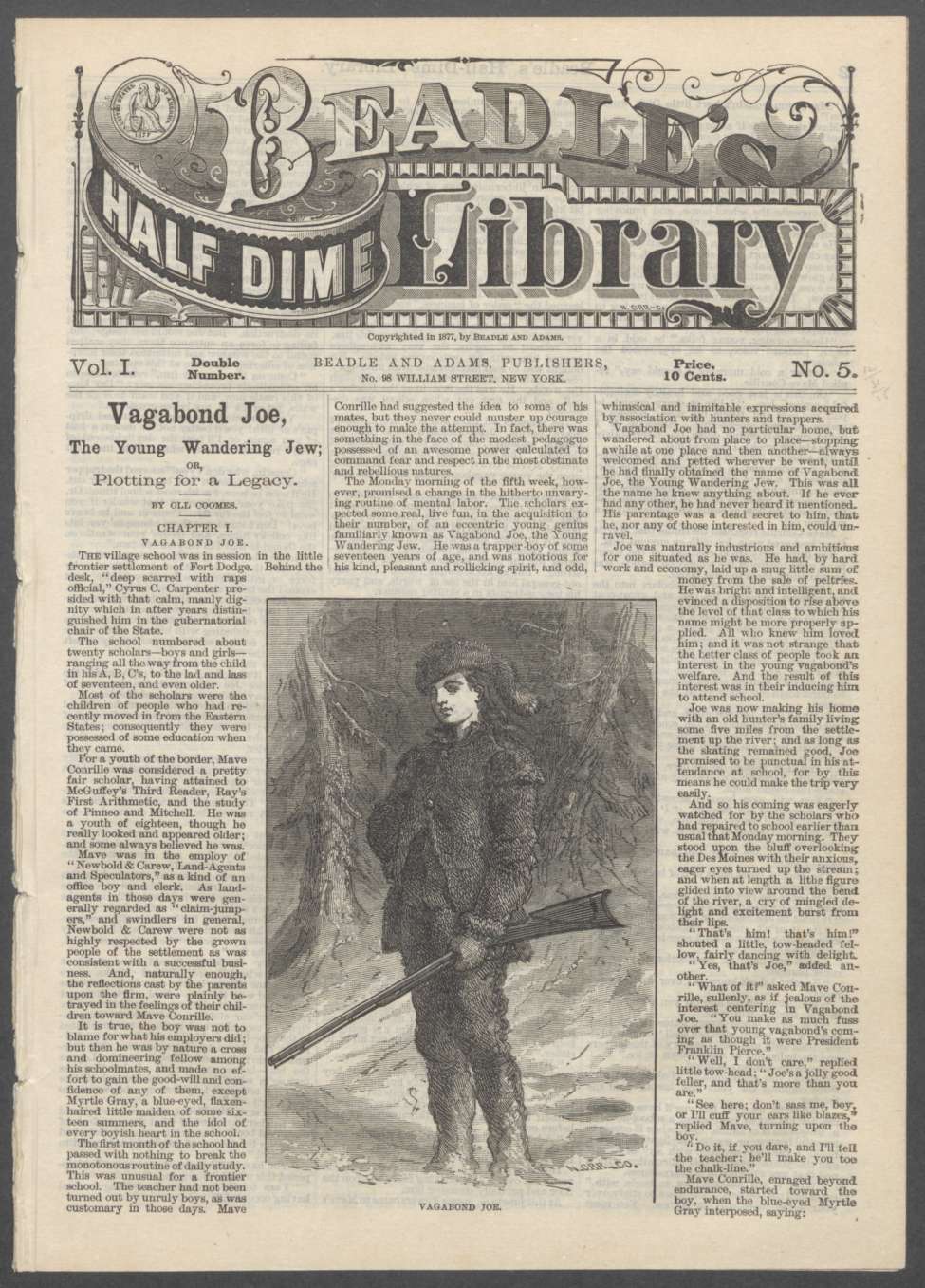 Book Cover For Beadle's Half Dime Library 5 - Vagabond Joe, the Young Wandering Jew