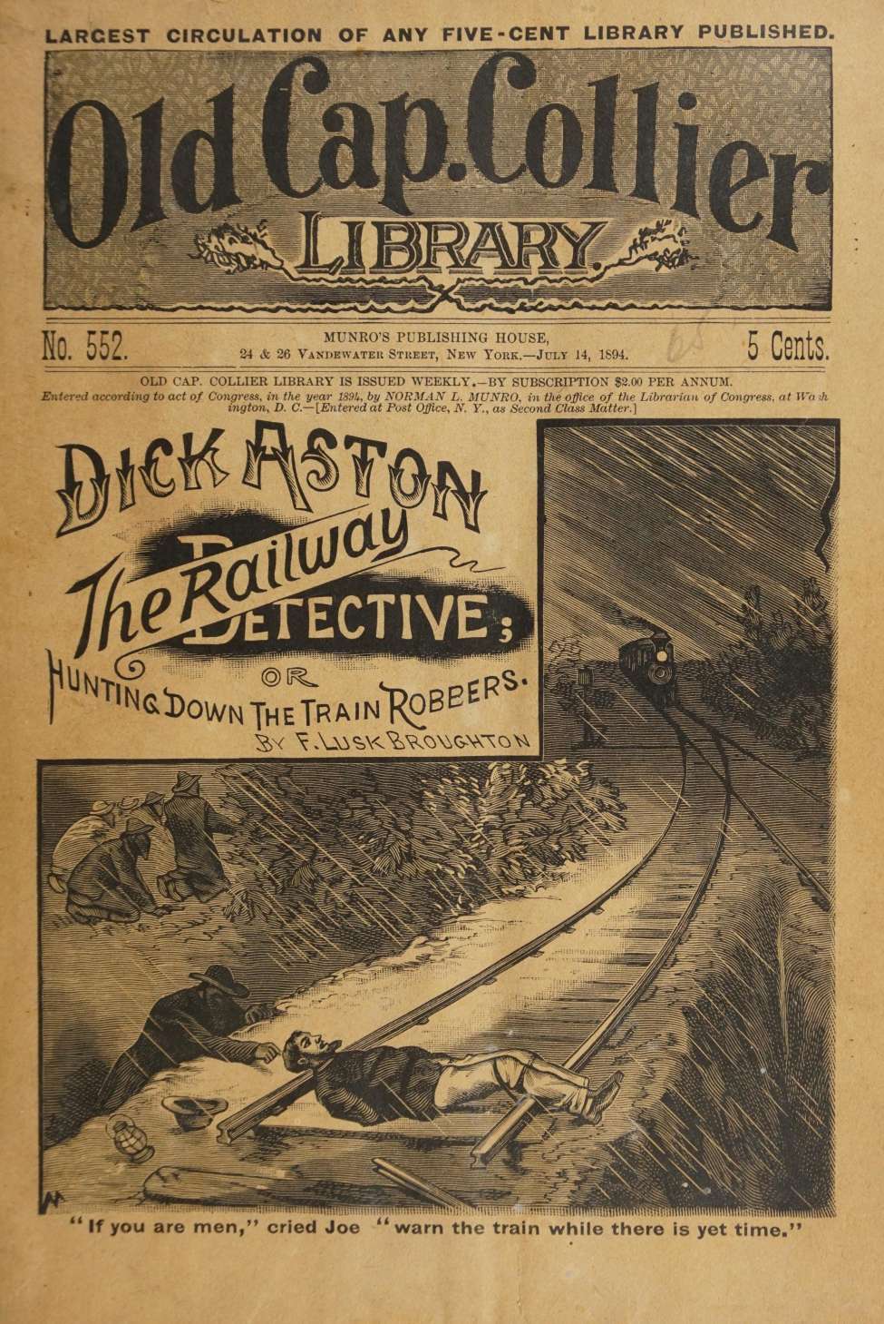 Book Cover For Old Cap. Collier 552 - Dick Aston, the Railway Detective