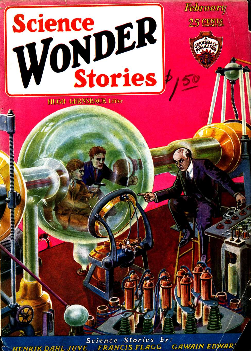 Comic Book Cover For Science Wonder Stories 9 - A Rescue From Jupiter - Gawain Edwards
