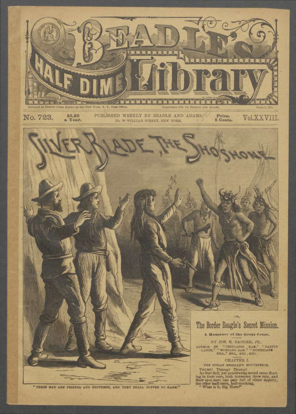 Book Cover For Beadle's Half Dime Library 723 - Silver Blade, the Shoshone