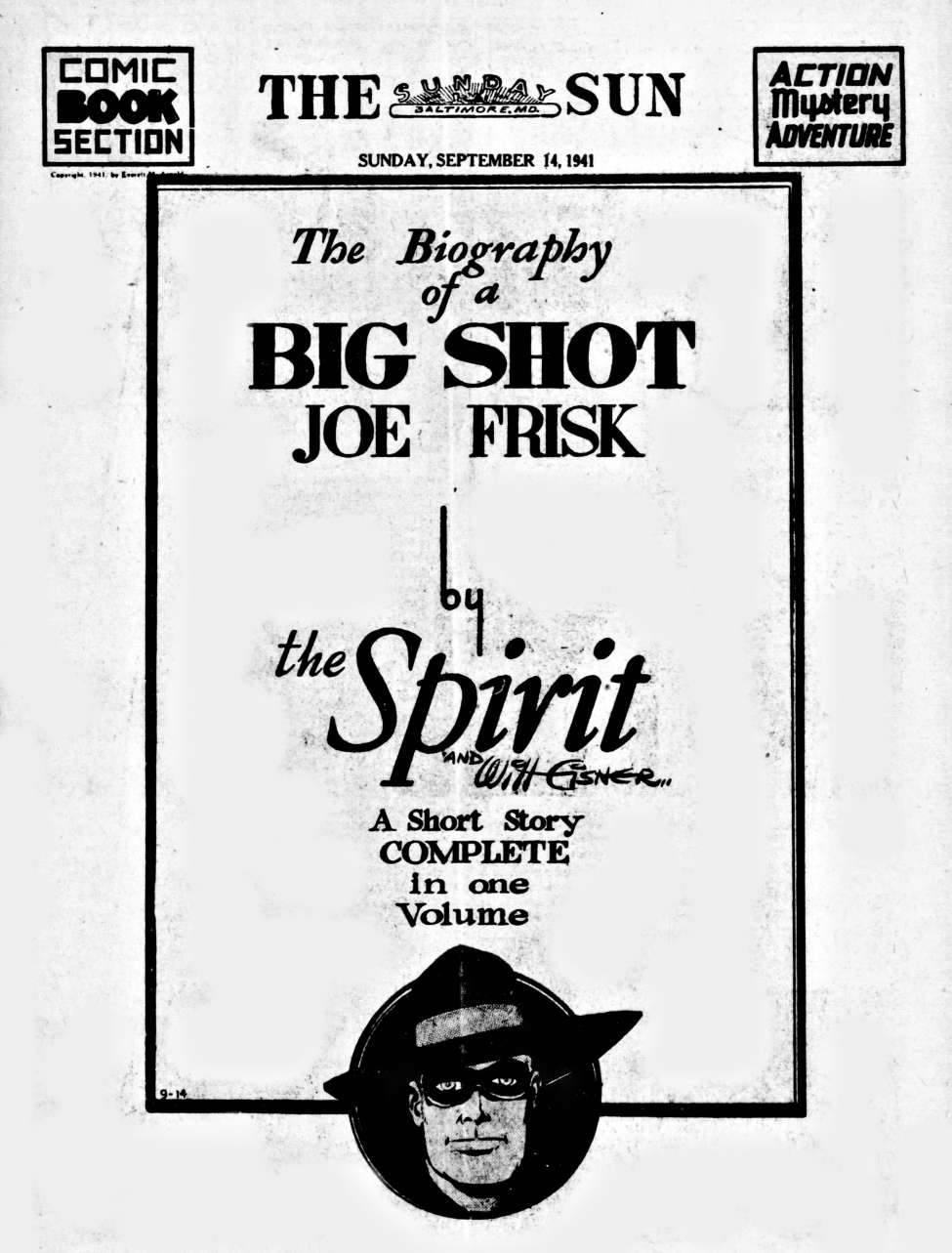 Book Cover For The Spirit (1941-09-14) - Baltimore Sun (b/w)