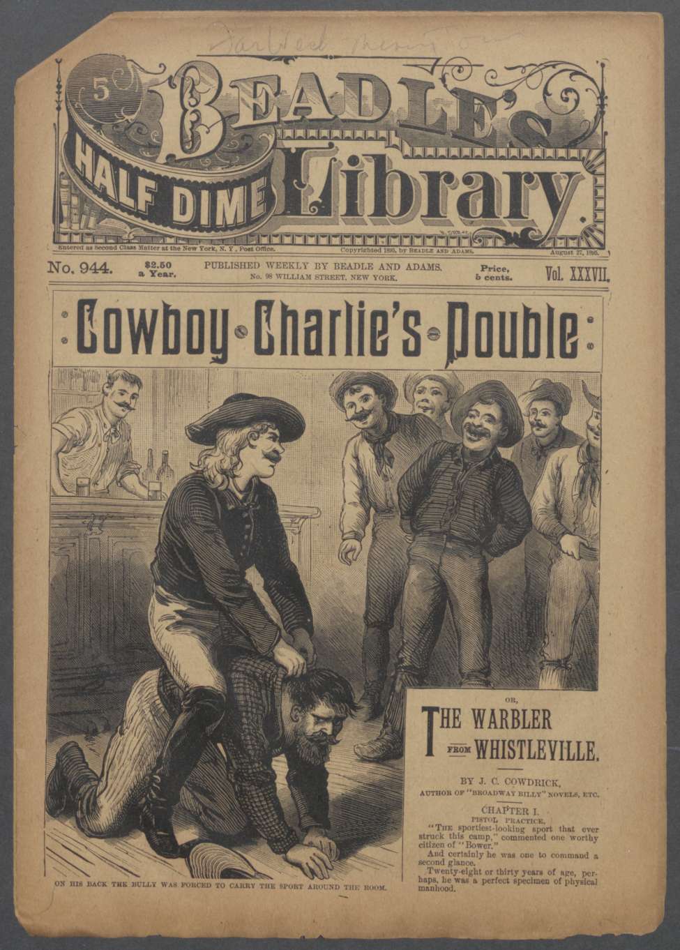 Book Cover For Beadle's Half Dime Library 944 - Cowboy Charlie's Double