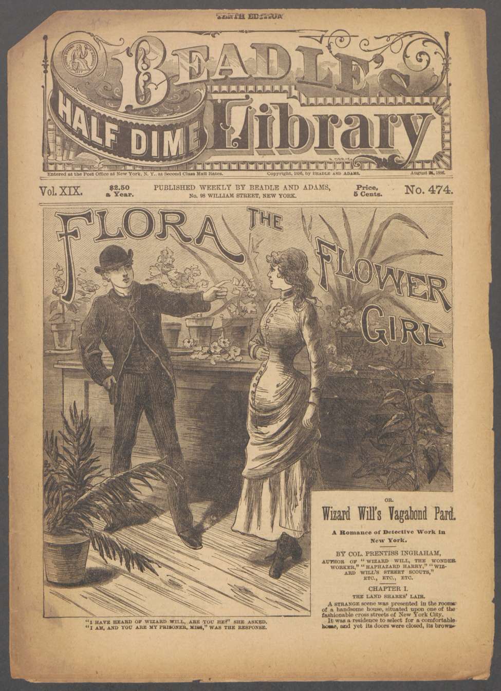 Book Cover For Beadle's Half Dime Library 474 - Flora, the Flower Girl
