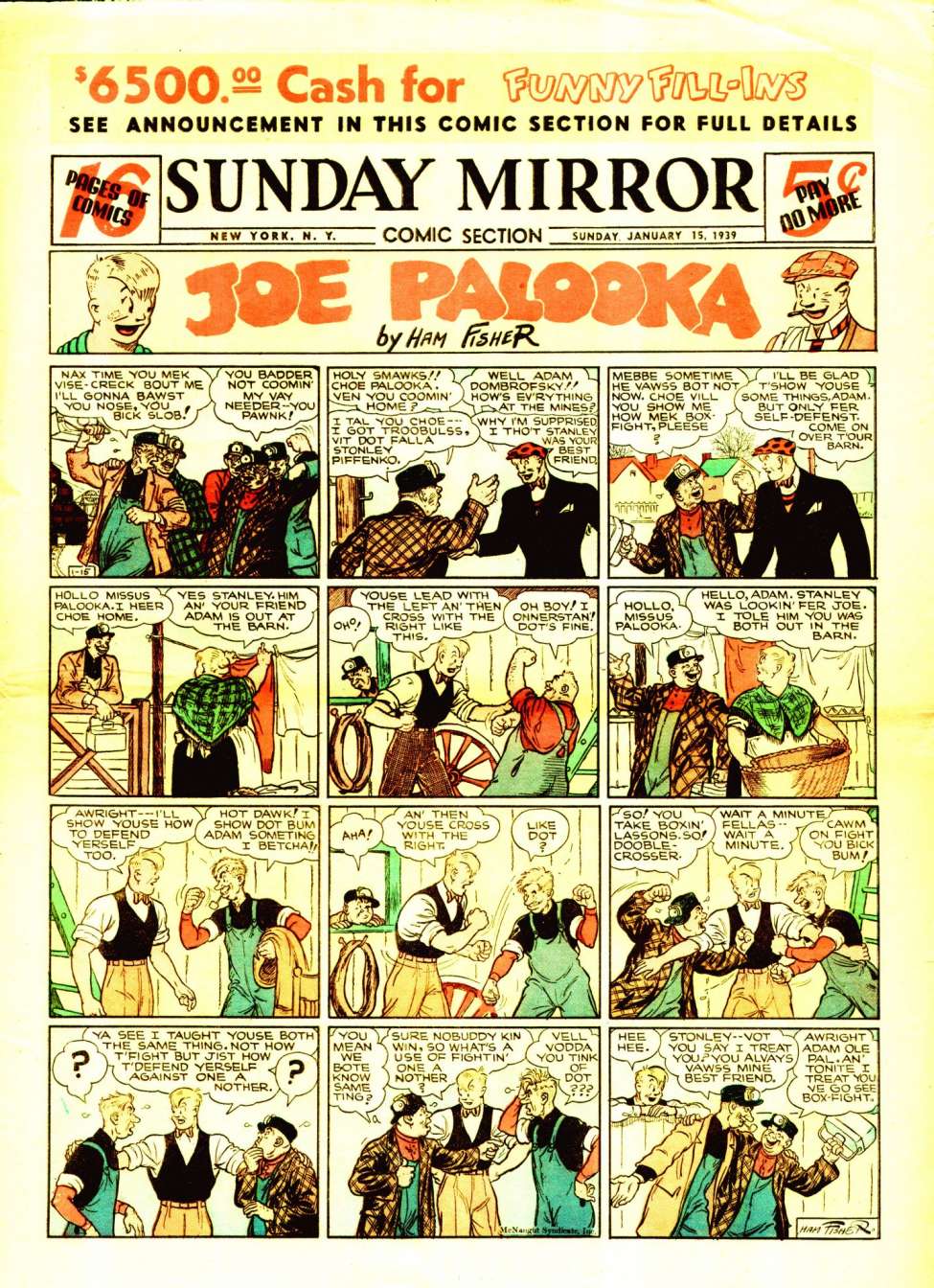 Comic Book Cover For Joe Palooka 1939 Color Sundays