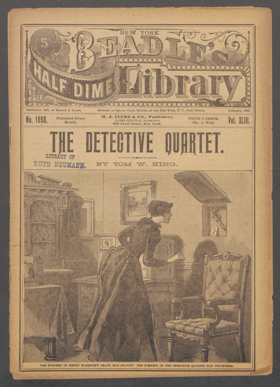 Book Cover For Beadle's Half Dime Library 1098 - Detective Quartet