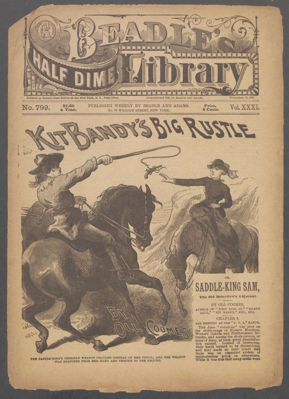 Book Cover For Beadle's Half Dime Library 799 - Kit Bandy's Big Rustle