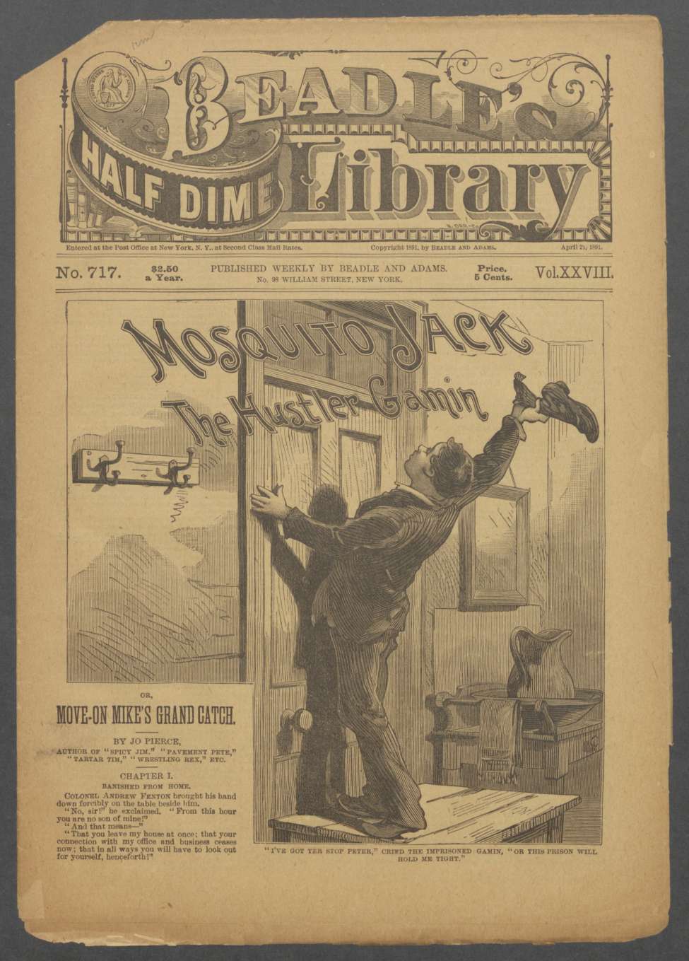 Book Cover For Beadle's Half Dime Library 717 - Mosquito Jack, the Hustler Gamin