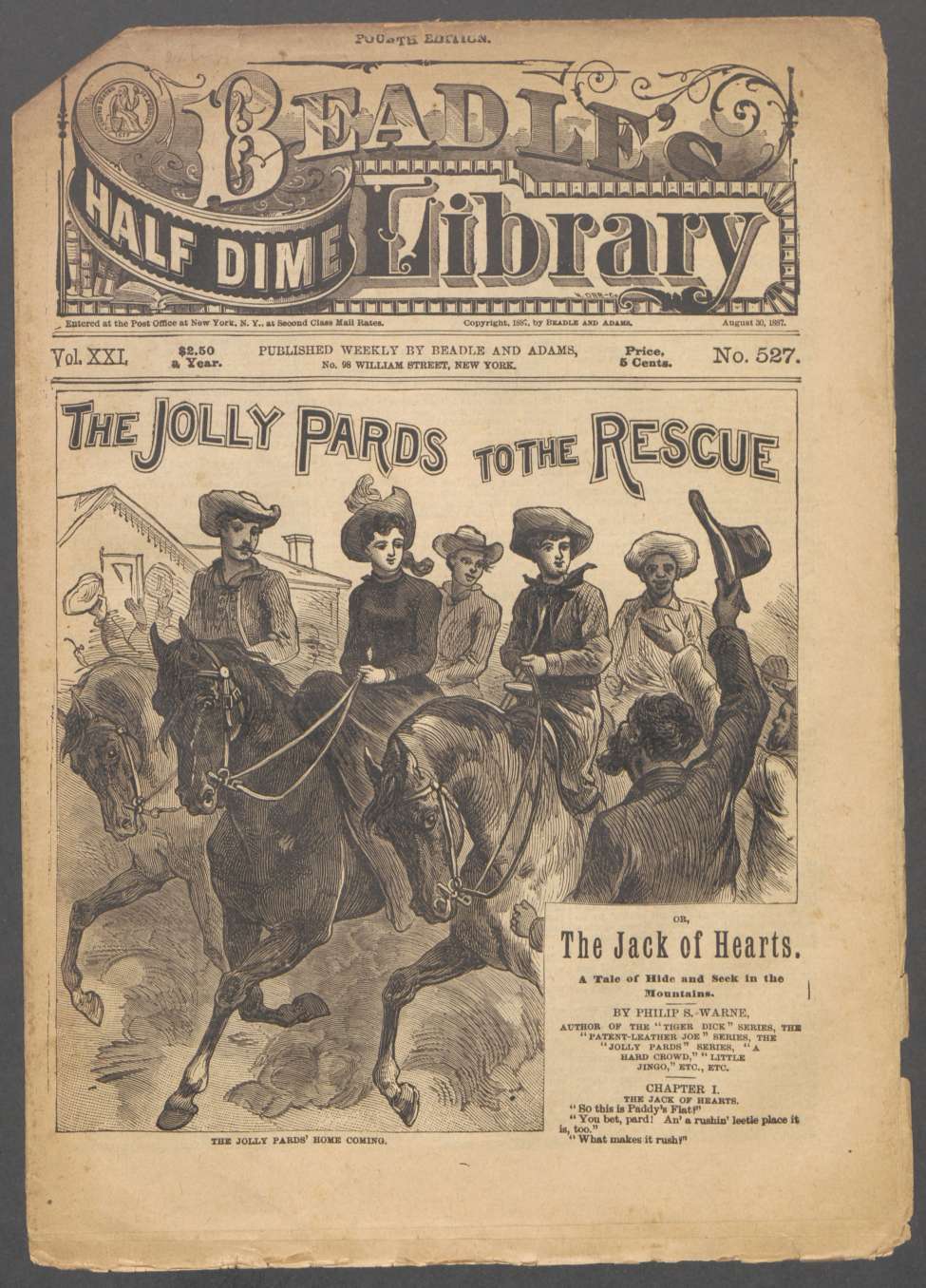 Book Cover For Beadle's Half Dime Library 527 - The Jolly Pards to the Rescue