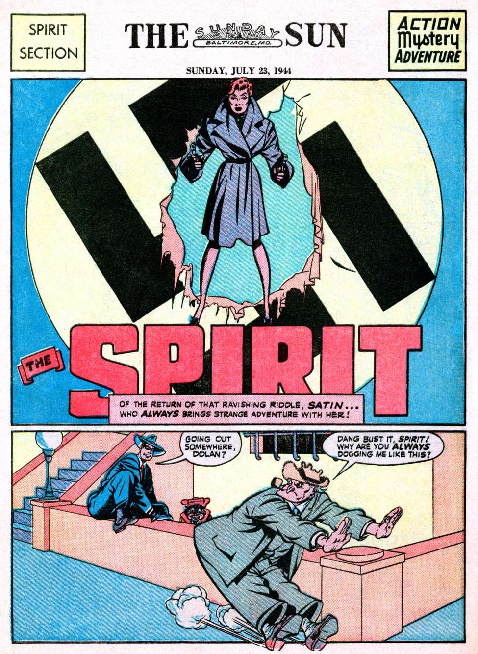 Comic Book Cover For The Spirit (1944-07-23) - Baltimore Sun