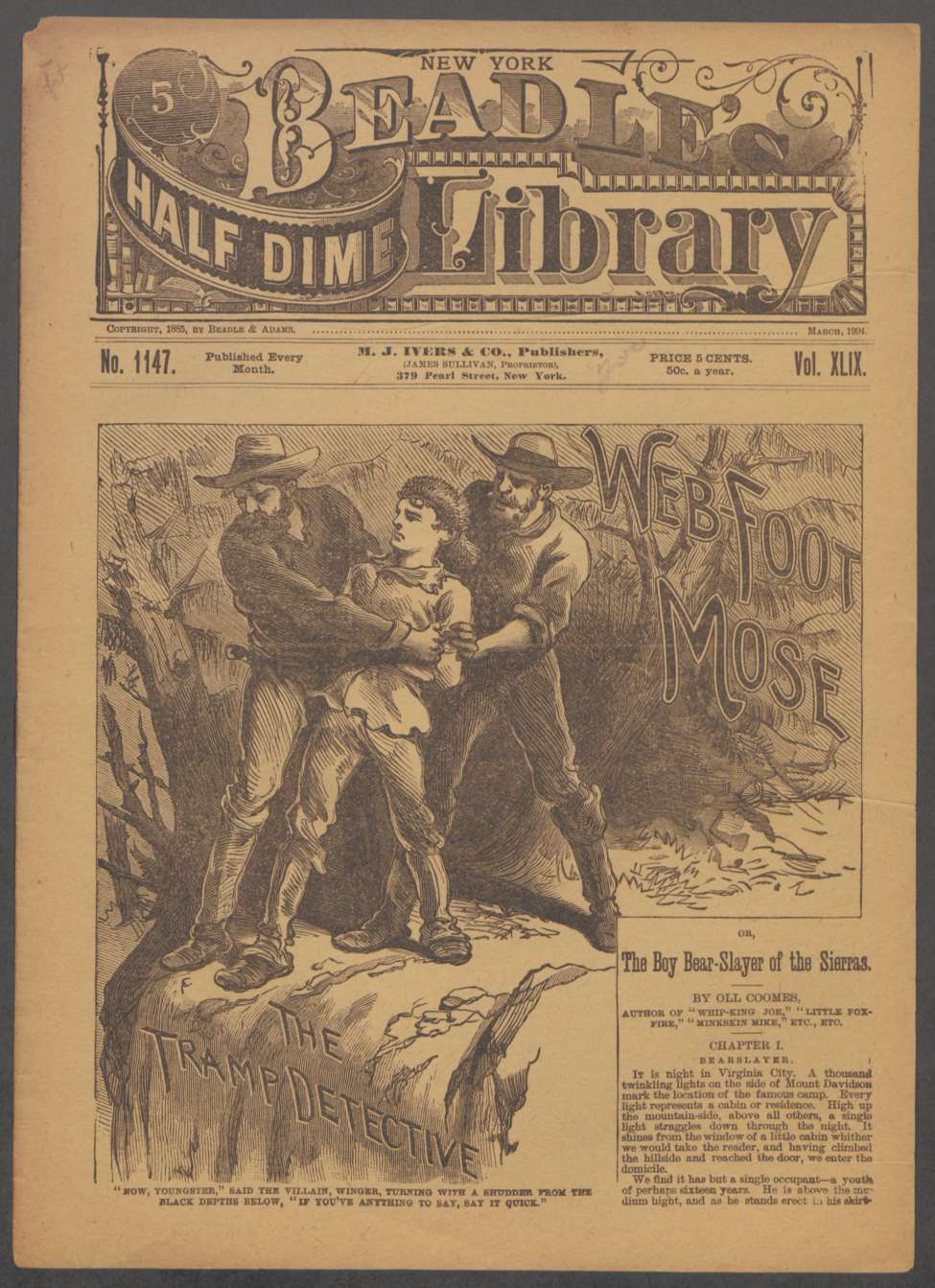Book Cover For Beadle's Half Dime Library 1147 - Webfoot Mose, the Tramp Detective