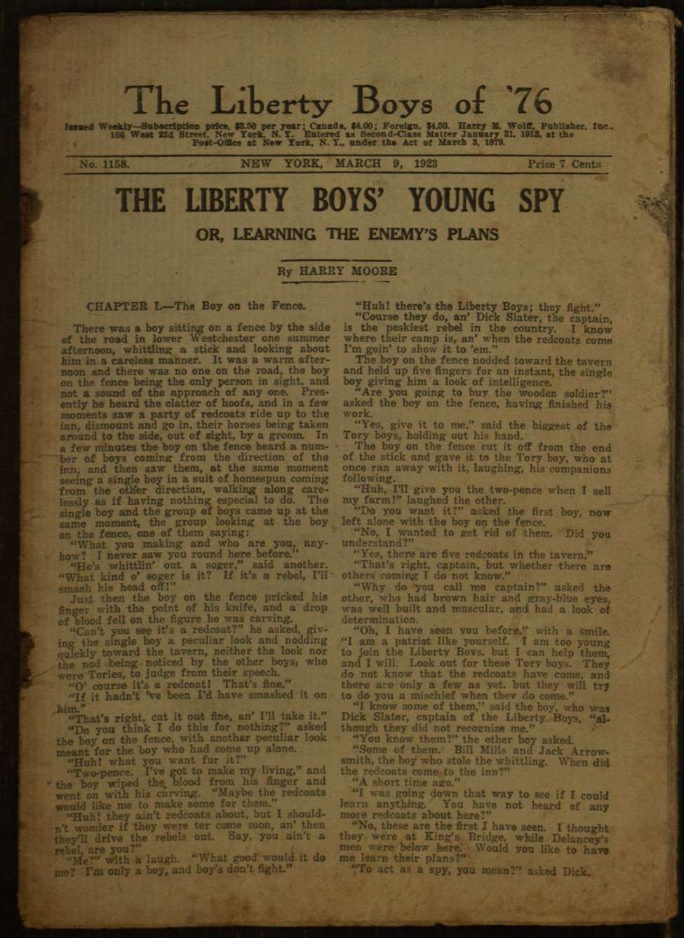 Book Cover For The Liberty Boys of 76 1158 - The Liberty Boys' Young Spy
