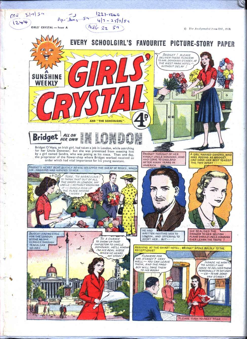 Comic Book Cover For Girls' Crystal 1244 - Bridget All On Her Own In London