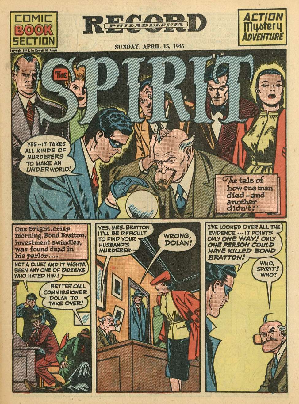 Comic Book Cover For The Spirit (1945-04-15) - Philadelphia Record