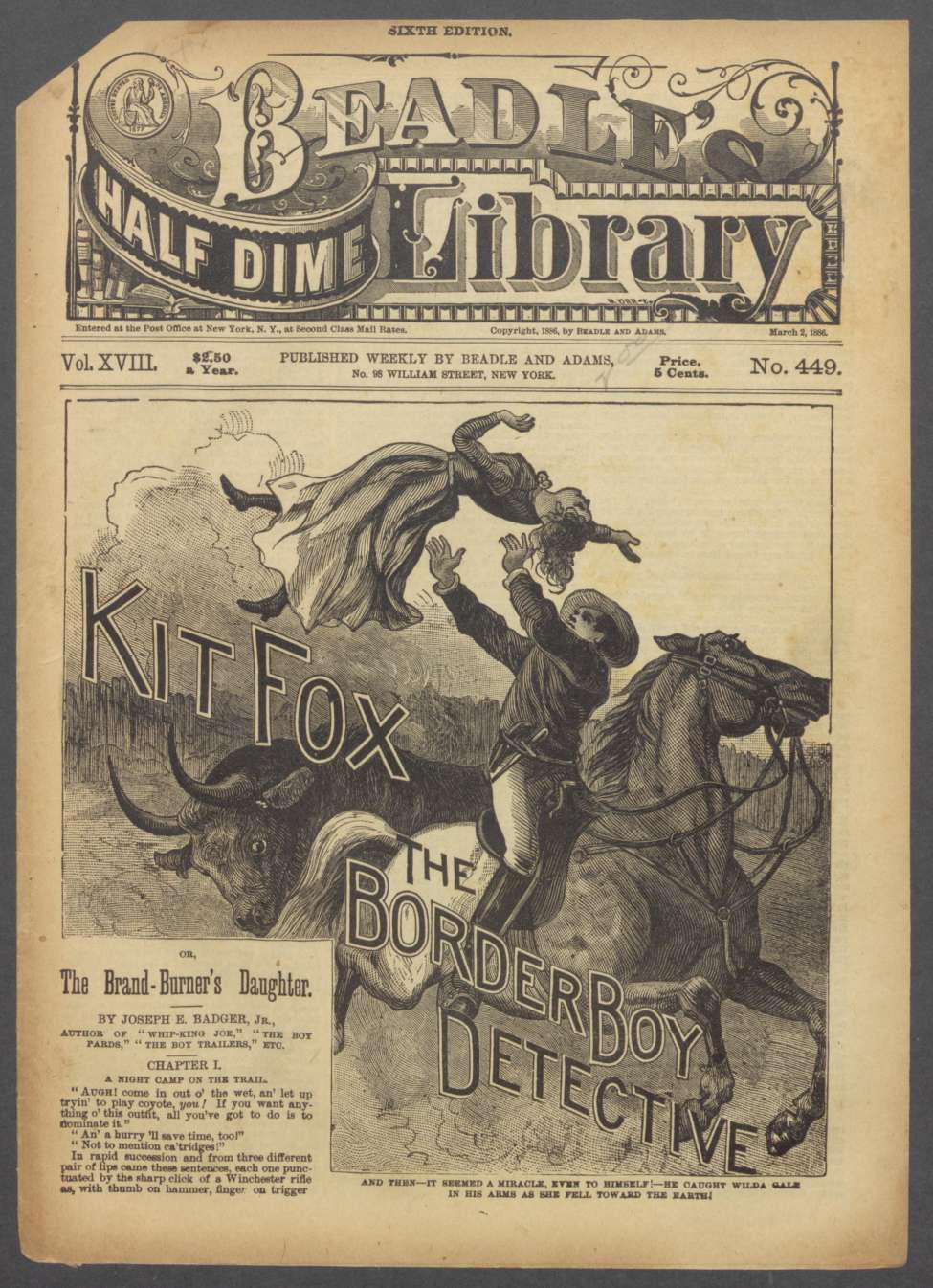 Book Cover For Beadle's Half Dime Library 449 - Kit Fox, the Border Boy Detective