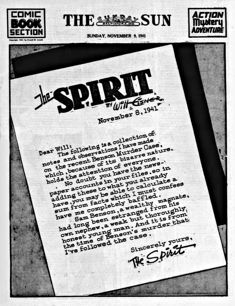 Book Cover For The Spirit (1941-11-09) - Baltimore Sun (b/w)