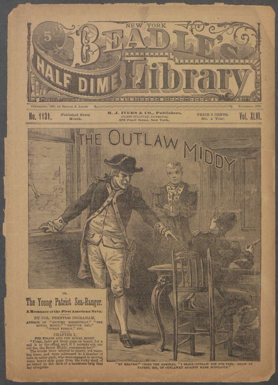 Book Cover For Beadle's Half Dime Library 1131 - The Outlaw Middy