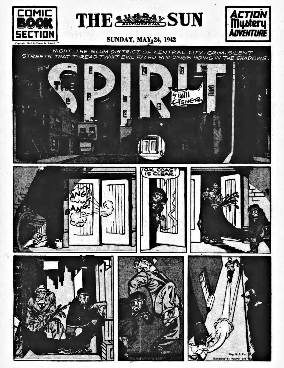 Comic Book Cover For The Spirit (1942-05-24) - Baltimore Sun (b/w)