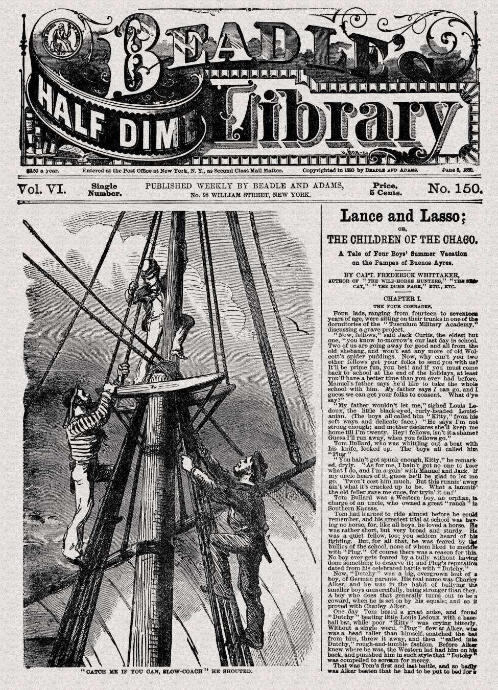 Comic Book Cover For Beadle's Half Dime Library 150 - Lance and Lasso