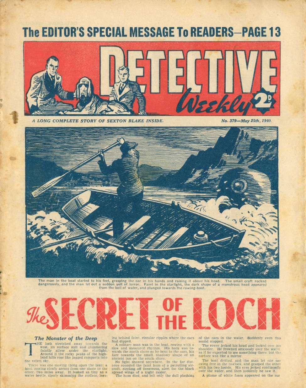 Book Cover For Detective Weekly 379 - The Secret Of The Loch