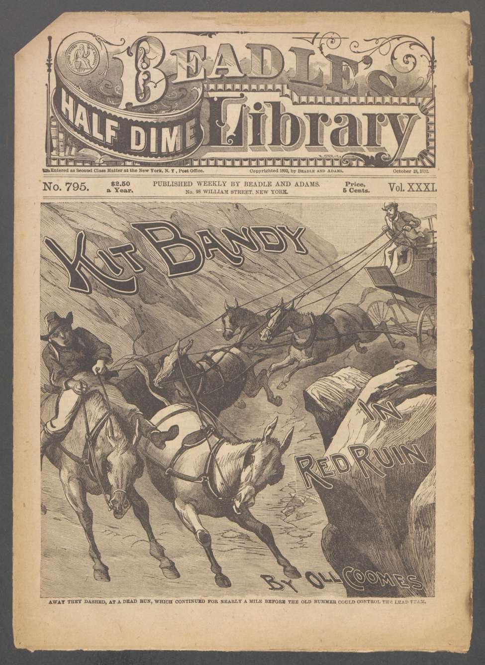 Book Cover For Beadle's Half Dime Library 795 - Kit Bandy in Red Ruin