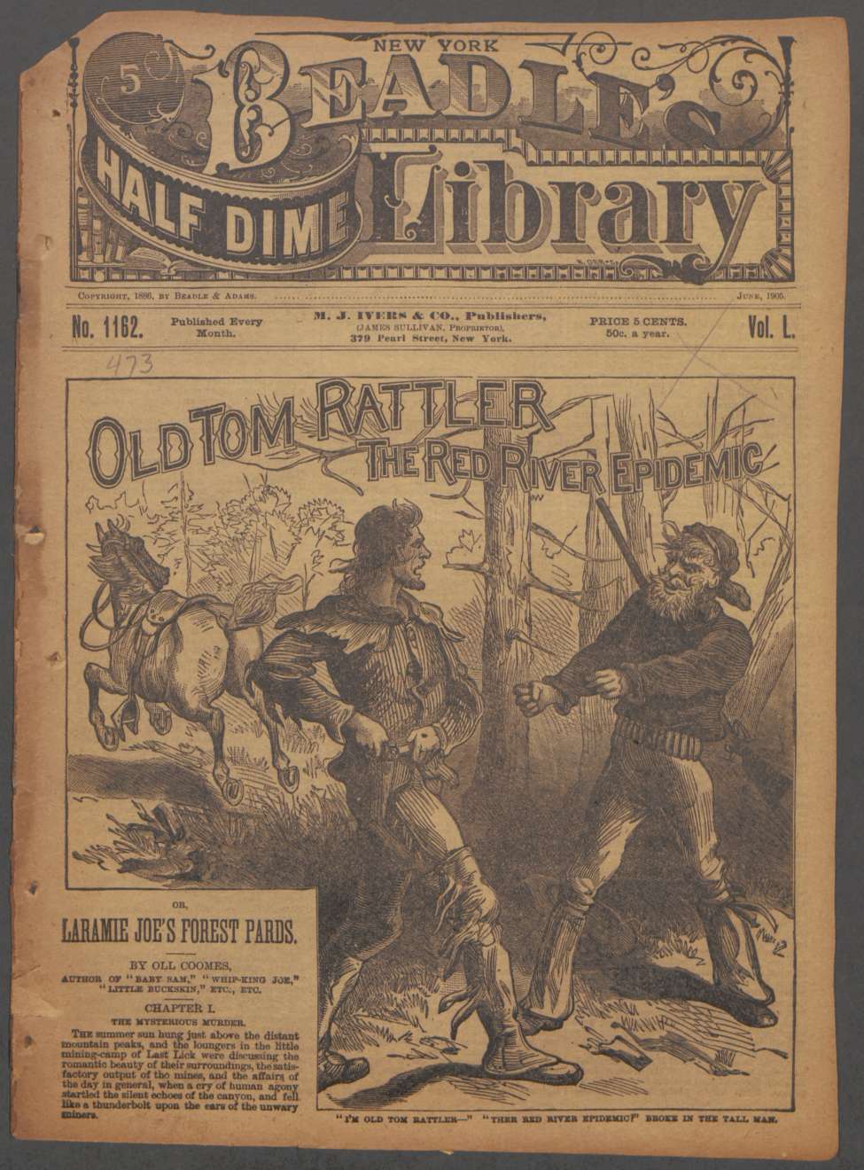 Book Cover For Beadle's Half Dime Library 1162 - Old Tom Rattler, the Red River Epidemic