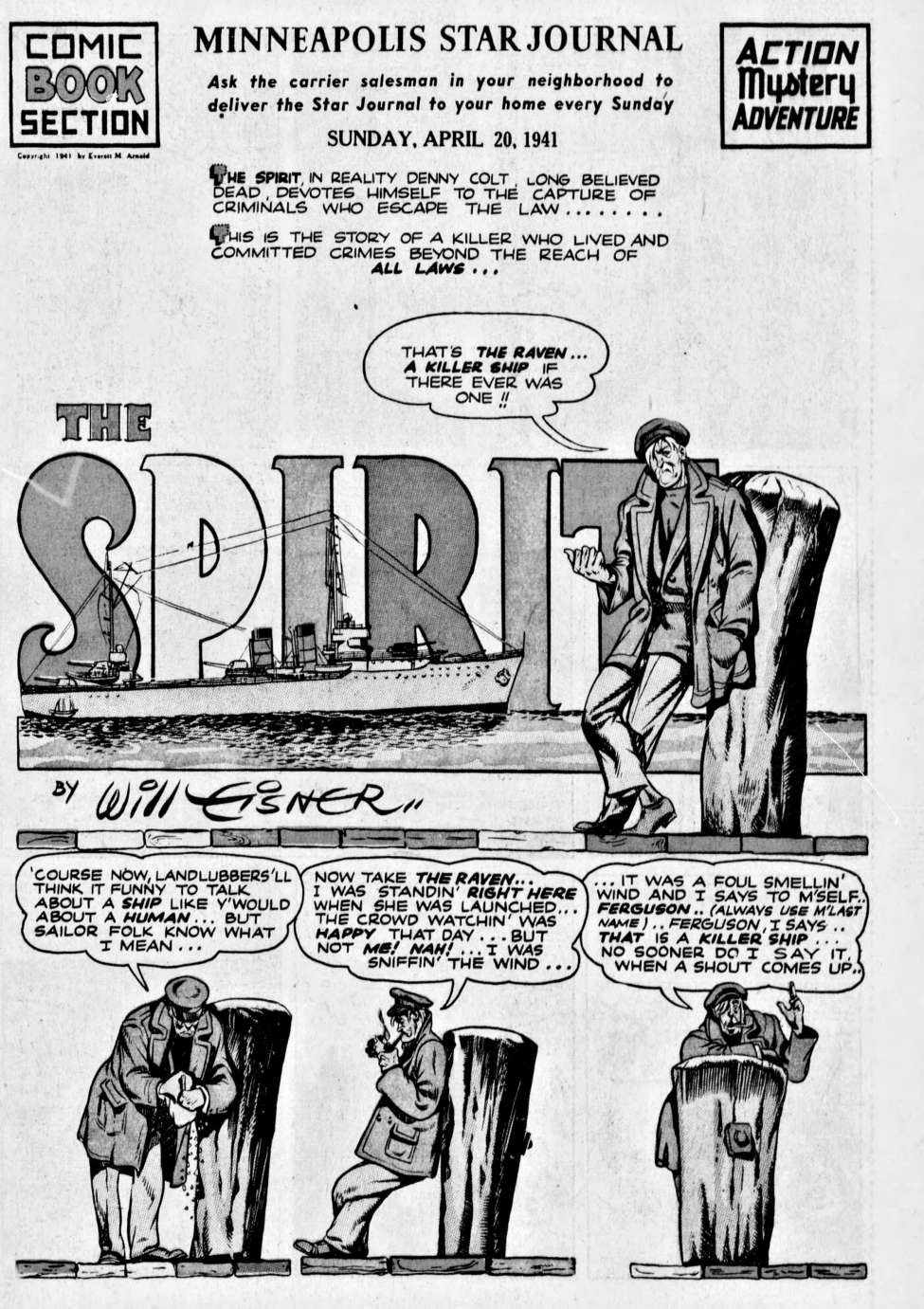 Book Cover For The Spirit (1941-04-20) - Minneapolis Star Journal (b/w)